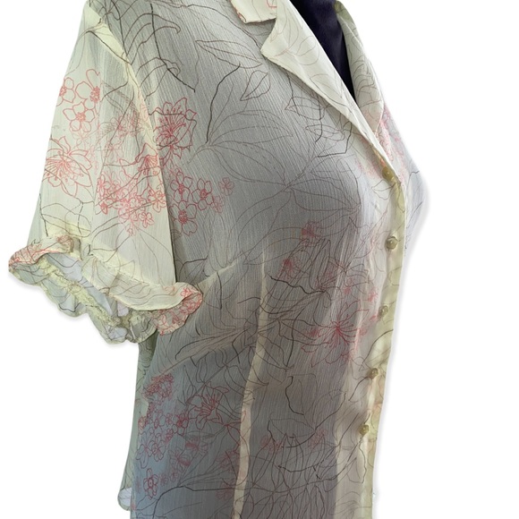 Vintage Sag harbor sheer yellow spring blouse top - Picture 2 of 4